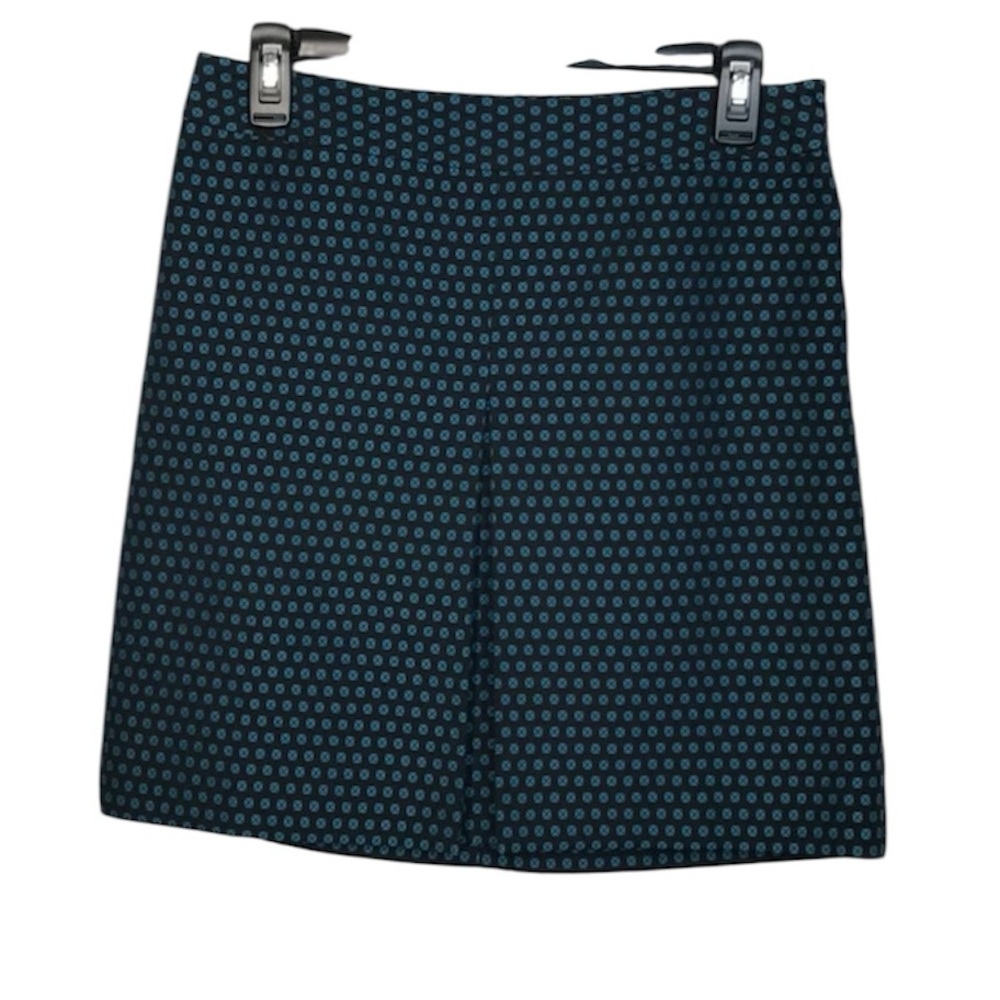 Ann Taylor LOFT Pencil Skirt Pleat Front Lined Mini Black/Teal | 6P